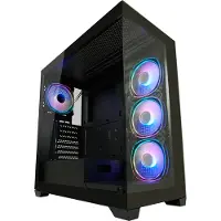 LC-Power LC-715B-ON, Midi Tower, PC, Schwarz, ATX, micro ATX, Mini-ITX, Metall, Kunststoff, Gehärtetes Glas, Gaming