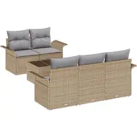 vidaXL Garten-Sofa-Set 6 stk. 5-Sitzanzahl Beige und Grau