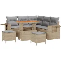 vidaXL Gartensofa-set 9 Stk. 6-Sitzanzahl Beige und Hellgrau