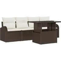 vidaXL Gartensofa-set 5 stk. Braun Poly Rattan