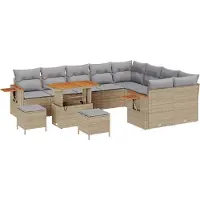 vidaXL Gartensofa-set 13 Stk. 9-Sitzanzahl Beige und Hellgrau