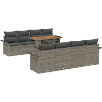 vidaXL Gartensofa-set 7 stk. Grau Poly-Rattan