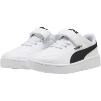 Puma Sneaker "COURT LALLY AC PS", Mädchen, Gr. 33, Textil, schwarz-weiß (weiß, schwarz), Synthetik, Schuhe Sneaker, mit Klettverschluss und elastischen Schnürsenkeln