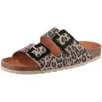 Verbenas Pantolette "Randell Leopardo", Damen, Gr. 35, braun (leo), Leder, Schuhe Pantolette, Sommerschuh, Schlappen, Hausschuh mit Softfußbett