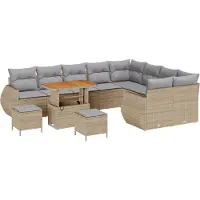 vidaXL Gartensofa-set 12 stk. 12-Sitzanzahl Beige und Hellgrau