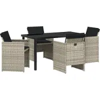 vidaXL Garten Essgruppe 5 stk. Hellgrau Poly-Rattan