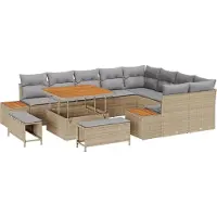 vidaXL Gartensofa-set 12 stk. 11-Sitzanzahl Beige Poly Rattan