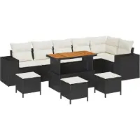 vidaXL Gartensofa-set 10 stk. 6-Sitzanzahl Schwarz und Creme
