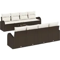 vidaXL Gartensofa-set 9 Stk. 8-Sitzanzahl Braun und Creme Poly-Rattan