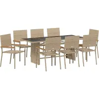 vidaXL Garten Essgruppe 9 stk. Beige Poly-Rattan
