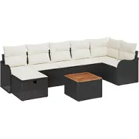 vidaXL Gartensofa-set 8 stk. Schwarz Poly-Rattan