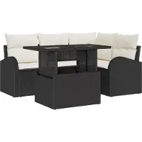 vidaXL Gartensofa-set 5 stk. 4-Sitzanzahl Schwarz Poly Rattan