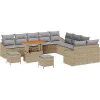 vidaXL Gartensofa-set 13 stk. 12-Sitzanzahl Beige Poly Rattan