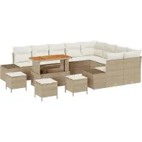 vidaXL Gartensofa-set 13 Stk. 12-Sitzanzahl Beige Poly Rattan