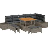 vidaXL Gartensofa-set 9 stk. 8-Sitzanzahl Grau Poly Rattan