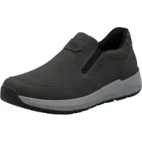 Rieker Slipper , Herren, Gr. 41, grau, Lederimitat, unifarben, Schuhe Slipper, Schlupfschuh, Halbschuh, Slip-on Sneaker mit Ziernähte