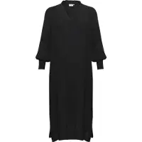 KAFFE CURVE Midikleid "Damen Kleid KCmiriam", Damen, Gr. 48, N-Gr, schwarz (schwarz deep), Obermaterial: 100% Viskose LENZING ECOVERO CV LenzEcov., Kleider Midikleid