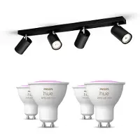 Philips Hue Kosipo Spot 4er-pack In Schwarz + Gu10 Farbfähige Lampen