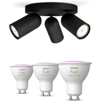Philips Hue Pongee Schwarzer Spot 3er-pack + Gu10 Farbfähige Lampen