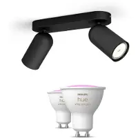 Philips Hue Pongee Spot 2er-pack In Schwarz + Gu10 Farbfähige Lampen