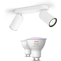 Philips Hue Pongee Spot 2er-pack In Weiß + Gu10- Farbfähige Lampen