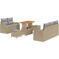 vidaXL Garten-Sofa-Set 8 Stk. 7-Sitzanzahl Beige