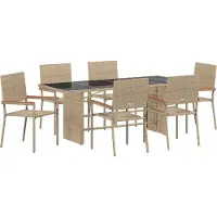 vidaXL Garten Essgruppe 7 stk. Beige Poly-Rattan