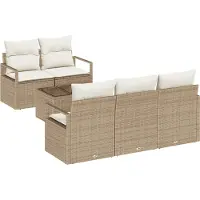 vidaXL Gartensofa-set 6 stk. 5-Sitzanzahl Beige und Creme Poly-Rattan