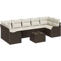 vidaXL Gartensofa-set 8 stk. 7-Sitzanzahl Braun und Creme