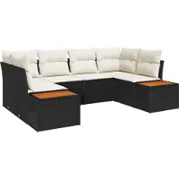 vidaXL Gartensofa-set 6 stk. 6-Sitzanzahl Schwarz und Creme Polyrattan