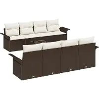 vidaXL Gartensofa-set 9 stk. 8-Sitzanzahl Braun und Creme Poly-Rattan