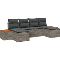vidaXL Gartensofa-set 6 stk. Grau Poly Rattan