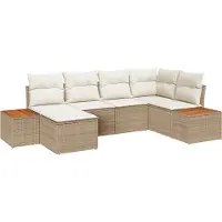 vidaXL Gartensofa-set 7 Stk. 6-Sitzanzahl Beige und Creme Polyrattan