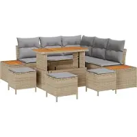 vidaXL Gartensofa-set 9 stk. 8-Sitzanzahl Beige Poly Rattan