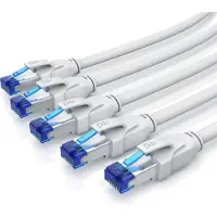 Primewire LAN-Kabel 5er Set CAT 8 Patchkabel RJ45 Netzwerkkabel 40 Gbit/s, S/FTP doppelt geschirmt, vergoldete Kontakte, abwärtskompatibel, Ethernet, 5 Stück, 1 m, weiß