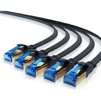 Primewire LAN-Kabel 5er Set CAT 8 Flachband, Patchkabel bis 40 Gbit/s, S/FTP PIMF Schirmung, RJ45-Stecker vergoldet, Netzwerkkabel 0,25 m, Ethernet, 5 Stück, schwarz