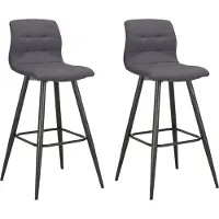 ByLiving Barhocker Simone 2er-Set, Metall schwarz, Stoff anthrazit