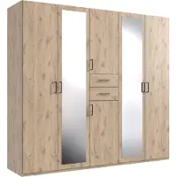 Wimex Drehtürenschrank "Dillingen", beige (viking, oak nachbildung), B:225cm H:208cm T:58cm, Holzwerkstoff, Schränke, Drehtürenschrank, Schubladen auf bequemer Zugriffshöhe, mit Spiegel