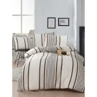 L'essentiel Maison , Astana - Beige, Black, Beige, Einzelbettbezug-Set (DE), 70 % BAUMWOLLE / 30 % POLYESTER, 135 x 200 cm