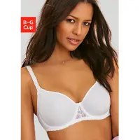 LASCANA Minimizer-BH , Damen, Gr. 75, Cup E, weiß, Microtouch, Obermaterial: 83% Polyamid, 12% Elasthan, 5% Polyester, BHs Minimizer-BH, mit Bügel, mit hübscher Stickerei an den Trägern