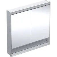 Geberit ONE Spiegelschrank mit ComfortLight, 2 Türen, Unterputzmontage, mit Nische, 90x90x15cm, 505.823.00.1, Farbe: Aluminium eloxiert