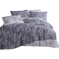 L'essentiel Maison , Lara - Grey, Doppel-Bettbezug-Set, Grau, 50 % BAUMWOLLE / 50 % POLYESTER, 200 x 220 cm
