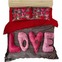 L'essentiel Maison , 177, King-Size-Bettbezug-Set (FR), 100 % POLYESTER-MICROSATIN, Rot, 240 x 220 cm