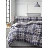 L'essentiel Maison , Doppel-Bettbezug-Set (DE), Ekose - Dark Blue, 65 % BAUMWOLLE / 35 % POLYESTER, Dunkelblau, 200 x 200 cm