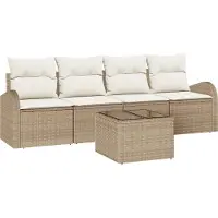 vidaXL Gartensofa-set Beige 55 x 55 x 37 cm Poly-Rattan