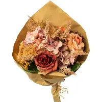 Creativ Green Kunstblume "Blumenstrauß in Packpapier" mit Textilpflanzen in trendiger Trockenblumen-Optik