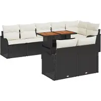 vidaXL Garten-Sofa-Set 9 stk. 8-Sitzanzahl Schwarz und Creme