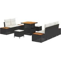 vidaXL Garten-Sofa-Set 8 Stk. 7-Sitzanzahl Schwarz