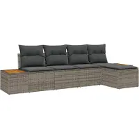 vidaXL Gartensofa-set 6 Stk. 5-Sitzanzahl Grau Polyrattan
