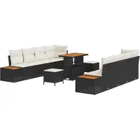 vidaXL Gartensofa-set 11 stk. 10-Sitzanzahl Schwarz Poly Rattan